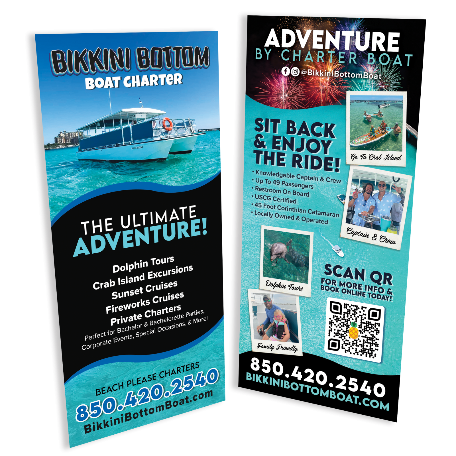 Rack Card for Bikkini Bottom Boat Charter in Destin, Florida